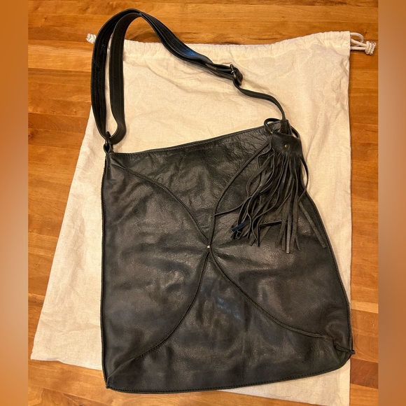 lisa leonard Handbags - Lisa Leonard “you are beautiful” crossbody. Artisan made black leather crossbody
